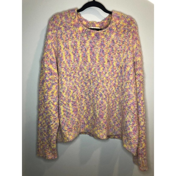 Peach Love Large Multicolor Fuzzy Oversized Sweater pink Purple Yellow Girl - Picture 1 of 9